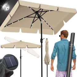 KESSER® Sonnenschirm Balkonschirm LED Solar mit Kurbel Inkl. 2in1 Schutzhülle Transporttasche, Gartenschirm, Schirm  für Balkon Garten & Terrasse verstellbar knickbar