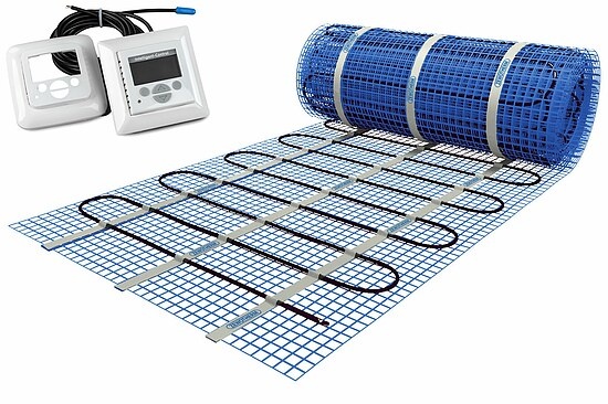 Elektro-Fußbodenheizung - Heizmatte 6 m2 - 230 V - Länge 12 m - Breite 0,5 m - mit Digital-Raumthermostat