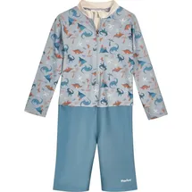 Playshoes Kinder Badeeinteiler "UV-Schutz Einteiler 1/1 Arm Dino allover" in Blau | Gr.: 98/104