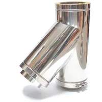 ASTEC Edelstahlschornstein T-Stück 45° doppelwandig DN113-300 Edelstahl transparent/weiß