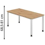 Hammerbacher Schreibtisch Fü.silber/ asteiche/silber, VHS16/R/S 160x80cm