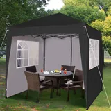 2 x 2 m wasserdichter Pop-Up-Pavillon Falt-Pavillon mit silberfarbener Schutzschicht 4 Seitenwände WS (Schwarz)