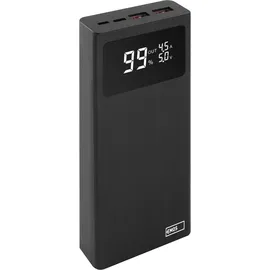 EMOS Powerbank BetaQ 20000mAh, 22,5 W Quick-Charge externer Akku/Ladegerät mit Passthrough und Display, 3X Output + 2X Input, inkl. Datenkabel USB/USB-C, Auto ON/Off, schwarz