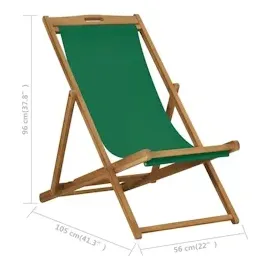 vidaXL Strandstuhl Klappbar Massivholz Teak Grün