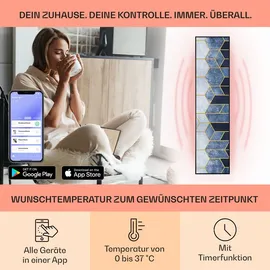 Klarstein Infrarotheizung mit Thermostat, 350W Elektroheizung, Smart Home Bild-Infrarotheizung zur Wandmontage, IR mit IoT/WiFi App-Control, Feucht... - Blau