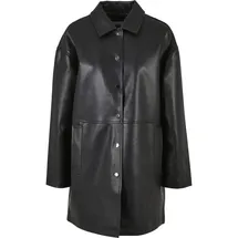 URBAN CLASSICS Ladies Faux Leather Coat - Schwarz