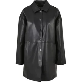 URBAN CLASSICS Ladies Faux Leather Coat - Schwarz