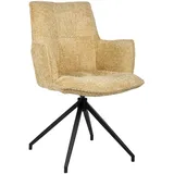 Novel Armlehnstuhl, Gelb, Schwarz, Metall, Textil, Drehkreuz, 59x89.5x63 cm, Sitzfläche 360° drehbar, automatische Rückholfunktion, Stühle