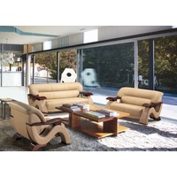 JVmoebel Sofa Couch Polster XXL Big Couchen Sofas Leder Sitz Design 3 Sitzer (ohne 2+1) beige