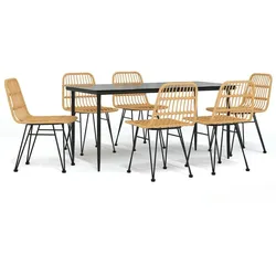vidaXL 7-tlg. Garten-Essgruppe Poly Rattan