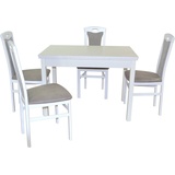 HOFMANN LIVING AND MORE Essgruppe »5tlg. Tischgruppe«, (Spar-Set, 5 tlg 5tlg. Tischgruppe), weiß + grau, + weiß, , 10504867-0 B/H/T: 45 cm x 95 cm x 48 cm,