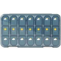 Koomuao wöchentlicher Tablettenbox 7 Tage 3/4 Fächer,tragbare Pillendose,Pille Box Mit Dichtung Ring,Medikamentenbox für die Hand- oder Hosentasche, um Medikamente aufzubewahren (Blau-3 Fächer)
