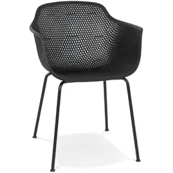Kadima Design Café-Stuhl | Bistro-Stuhl für HoReCa & Events | Terrassenstuhl Perforiert | UV-Kunststoff | Esszimmerstuhl Schwarz | Outdoor | Vorali