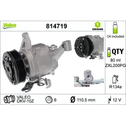 VALEO 814719 Kompressor, Klimaanlage VALEO ORIGINS NEW OE TECHNOLOGIE