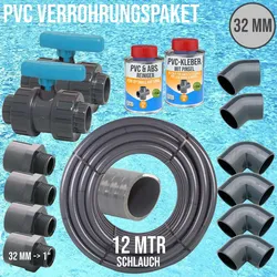 32 mm PVC Klebe Fittings Verrohrungspaket Pool Schwimmbad Schlauch FLEX (1) - 1..."