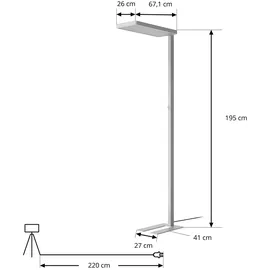 ARCCHIO Timon, LED Stehleuchte silber, / Arbeitszimmer / Büro, / 67.1 - 26 - 195