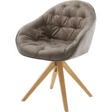 DeLife Esszimmerstuhl Gaio-Flex Mikrofaser Taupe Vintage Holzgestell kantig Natur,