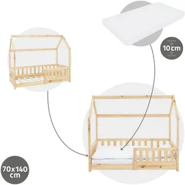 ML-Design Hausbett 70 x 140 cm Kiefer natur beige