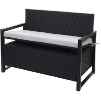Mendler Poly-Rattan 2er Sitzbank HWC-F39, Gartenbank Truhenbank, Staufach Aufbewahrung