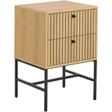Actona Nachttisch Albany, Eiche-Optik, Lamellenfront, 2 Schubladen, B: 45,6 cm, braun