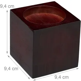 Relaxdays Möbelerhöhung Bambus, 4er Set, Tischerhöhung, Sockelfuß, Stuhlerhöhung, 9,4 cm groß, Dunkelbraun