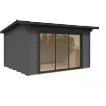 Palmako Gartenhaus Ines 11,1 m2 mit Schiebetür - 44 mm dunkelgrau/anthrazit lackiert