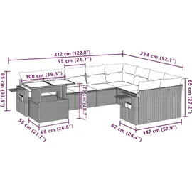 vidaXL Gartensofa-Set 10-tlg. grau