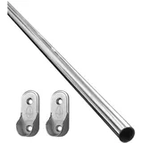 Edelstahlrohr Garderobenstange Kleiderstange 1,2m bis 2 m ***Komplettset inklusive Befestigung*** (2,0m - Ø 1,91cm (3/4"))