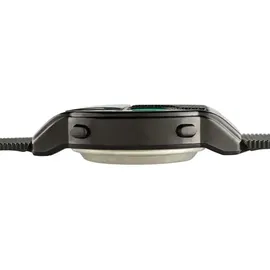 MV Sprechende Armbanduhr schwarz mit großem grünen Knopf