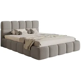 Selsey Cloudy - Bett mit Polsterrahmen, Boucle-bezug in Grau, 140 cm
