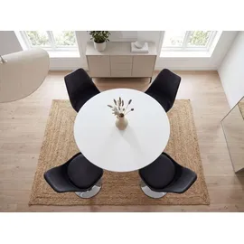 FineBuy Drehsessel Kunstleder 46 x 88 x 46 cm Schwarz mit Kissen