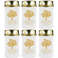 HS Candle Grabkerze (6-tlg), Grabkerze Brenndauer 40 Stunden viele vers. Variationen und Motive weiß