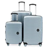 HAUPTSTADTKOFFER Mitte - 3er Kofferset - Handgepäckskoffer 55 cm, mittelgroßer Koffer 68 cm + großer Reisekoffer 77 cm, Hartschale ABS, TSA, Pool blue