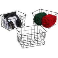 Relaxdays Drahtkorb 3er Set rechteckig 28 x 20 x 16 cm schwarz