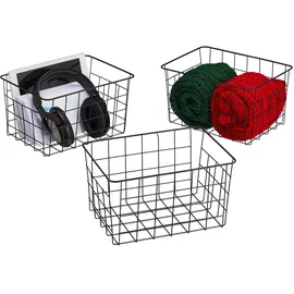 Relaxdays Drahtkorb 3er Set rechteckig 28 x 20 x 16 cm schwarz
