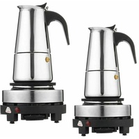 Bazargame Elektrische Kaffeemaschine Espressokocher Edelstahl 200ml/300 ml Espressomaschine Mokka Espresso Kanne Elektroherd (200ML)