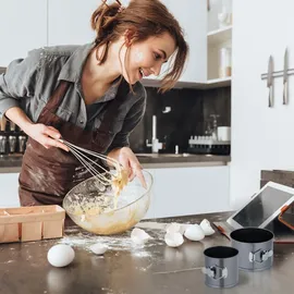 Relaxdays Springform Set 5-teilig, Ø 12, 14, 16, 18, 20 cm, Stahl, Antihaftbeschichtung, runde Backformen, anthrazit