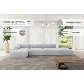 altdecor Modulares Sofa Ecksofa in L-Form - Lizur-L2 - 380x160x70 cm Hellgrau Corner modular Sofa Eckcouch Couch Wohnlandschaft Cauchsofa Polstersofa - Hellgrau/Grau