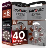 Udivita 40 Hörgerätebatterien Rayovac Extra 312. 5x8 Stück
