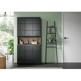 WELLTIME Stauraumschrank FLORENZ 90 x 30 x 185 cm Grau/Schwarz
