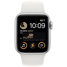 Apple Watch SE 2022 GPS 40 mm Aluminiumgehäuse silber, Sportarmband weiß