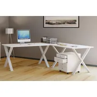 VCM Holz Schreibtisch Eckschreibtisch schlicht 190x190 Form links oder