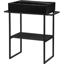 Waschtisch »Stockholm«, Badmöbel Metalloptik inkl. Becken, Breite 60 cm Waschplatz, schwarz, , 68706668-0 Becken schwarz