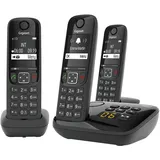 Gigaset AS690A Trio - 3 Schnurlose DECT-Telefone mit Anrufbeantworter - kontrastreiches Display - einstellbare Klangprofile - Freisprechfunktion - Anrufschutz, schwarz