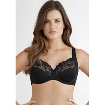 FELINA Bügel-BH "Moments", Damen, Gr. 110, Cup F, schwarz, Spitze, Obermaterial: 79% Polyamid, 15% Polyester, 6% Elasthan, gemustert, unifarben, BHs Bügel-BH, Blütenstickerei, Zierschleife, Komfort-Bügel