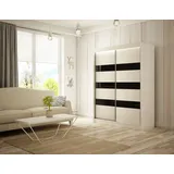 altdecor Kleiderschrank, Weiß, Schwarz, Holzwerkstoff, 200x215x61 cm, Schlafzimmer, Kleiderschränke