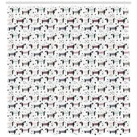 ABAKUHAUS Duschvorhang Hund Dackel-Silhouetten Dots 175 x 220 cm