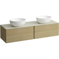 Laufen ILBAGNOALESSI Schubladenelement, Steinplatte Calce Avorio, Ausschnitt rechts/links, 160x50x37cm,