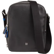 Dudu Herren-Handtasche aus echtem Leder, verstellbare Umhängetasche, kleines kompaktes Design, mehrere Fächer und Reißverschluss Schwarz