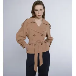 Marella für Damen. 2423026021200 Braune Deodara-Jacke (42), Lässig, Polyester